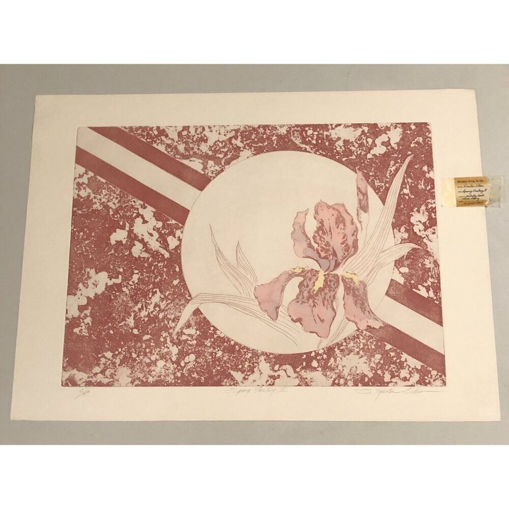 30"x22.25 Ltd Ed Signed Numbered Iris ETCHING Spring Fantasy II S. KRISTEN OLSEN